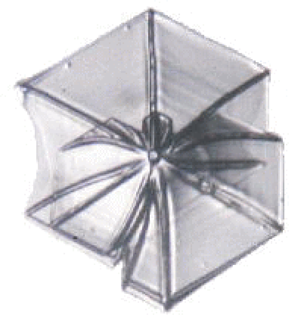 Snow crystal which has a small circular pattern in the center (top view) Snow crystal which has a small circular pattern in the center (top view)